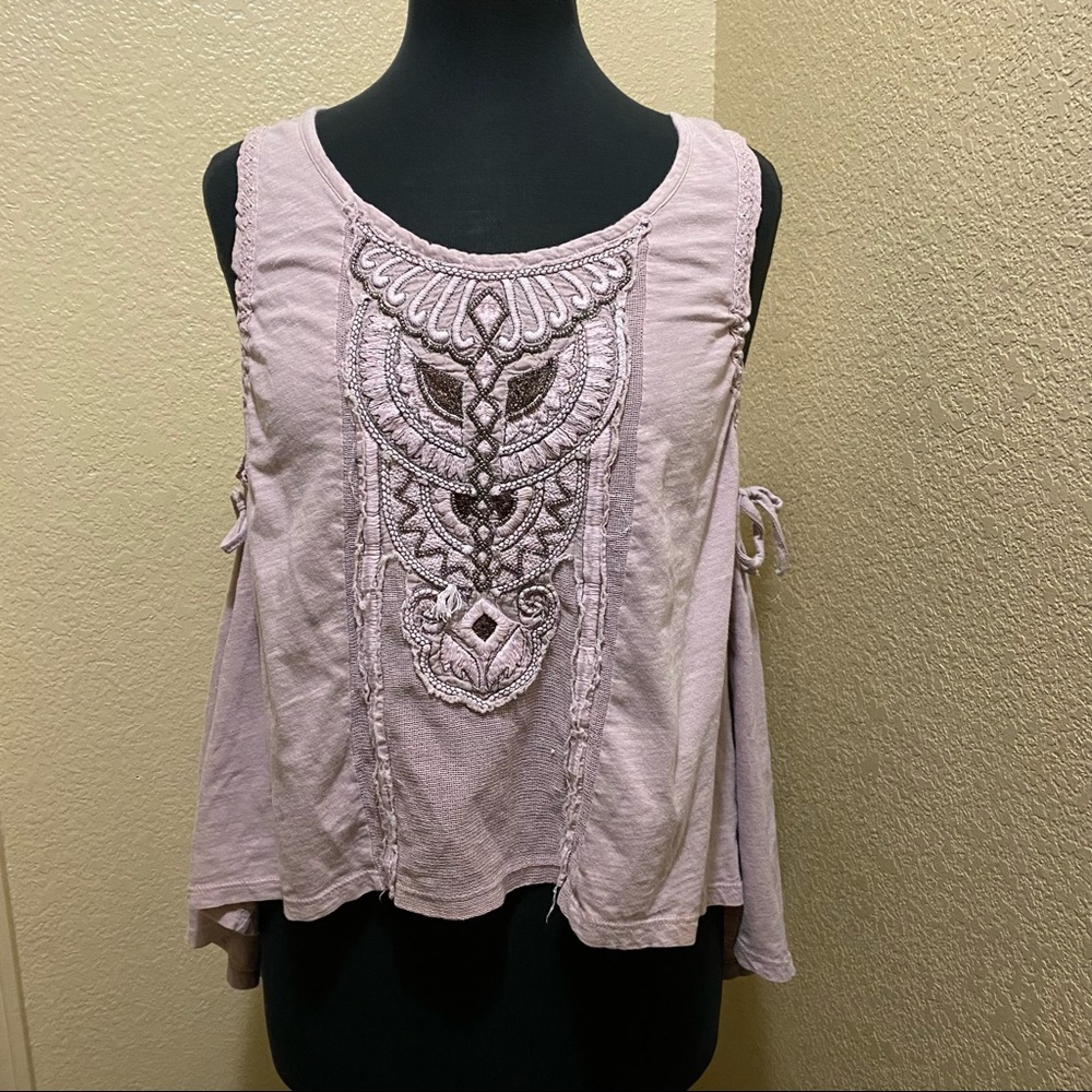 Free People lavender open back sleeveless top sz M